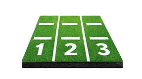 Training lane markings inlaid into indoor gym turf